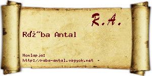 Rába Antal névjegykártya